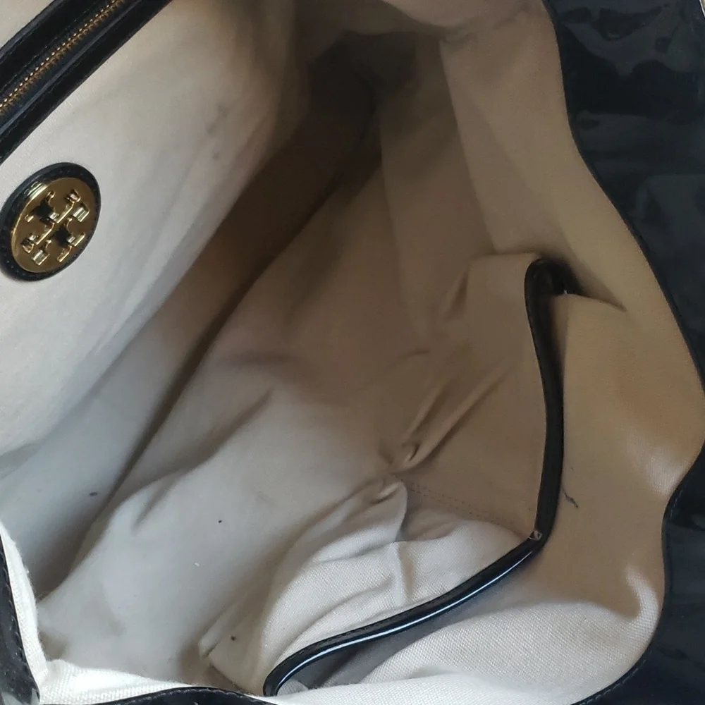 Tory Burch canvas and patent leather tote large bag